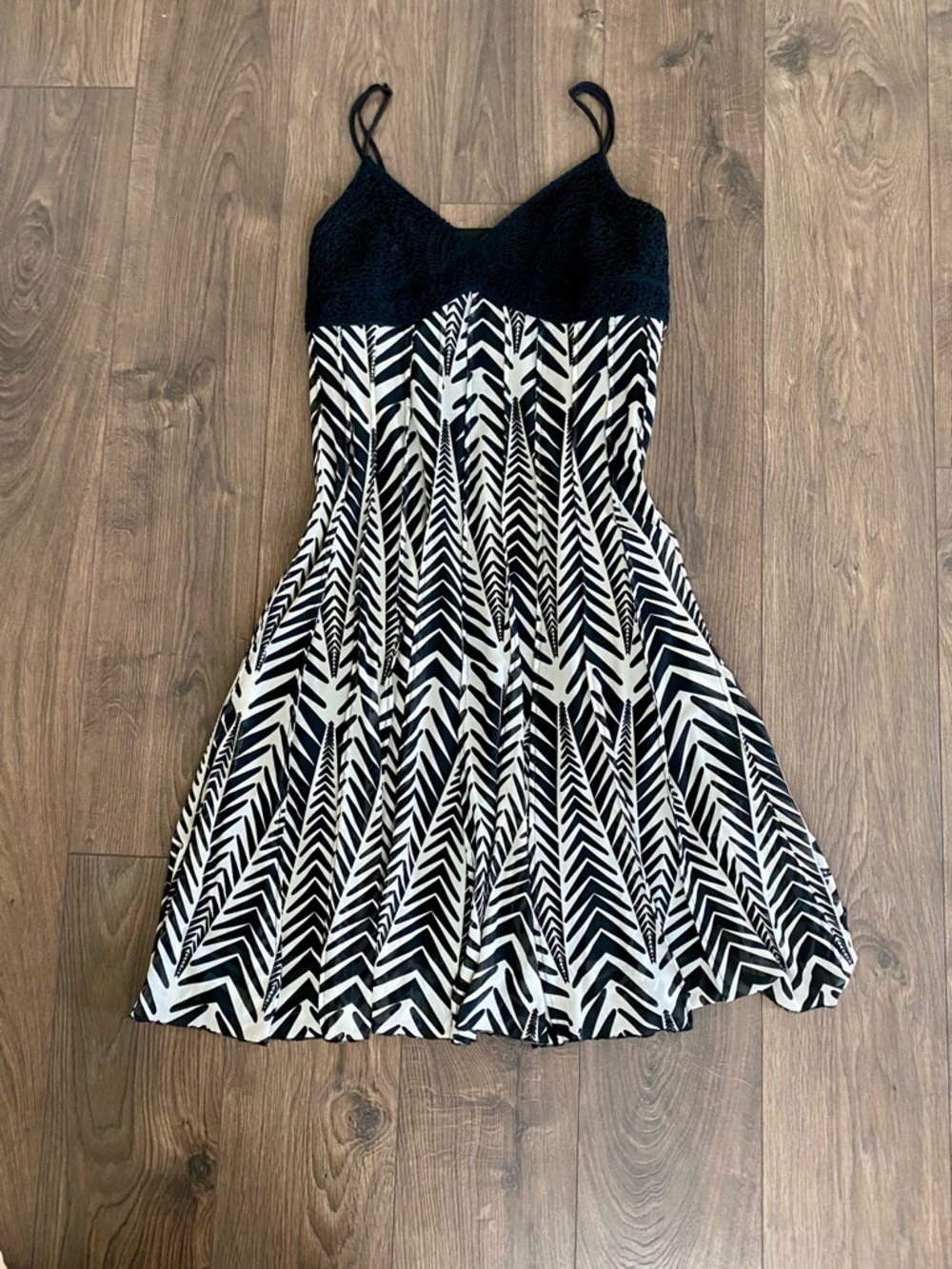Mixit Black & White Patterned Spaghetti Strap Dress